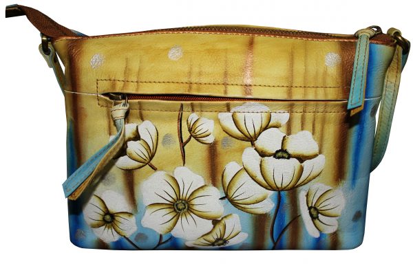 White Lillies Hand painted cross-body Hand bag - Image 2