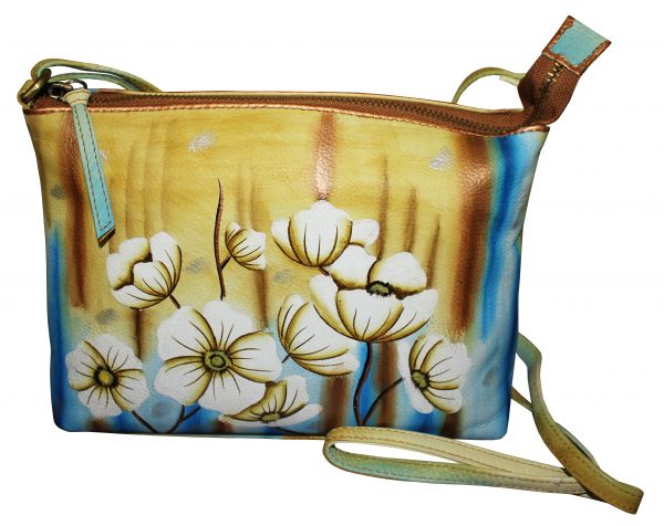 White Lillies Hand painted cross-body Hand bag