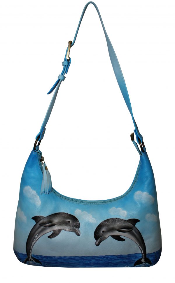 Two Dolphin Hand Painted Shoulder Bag