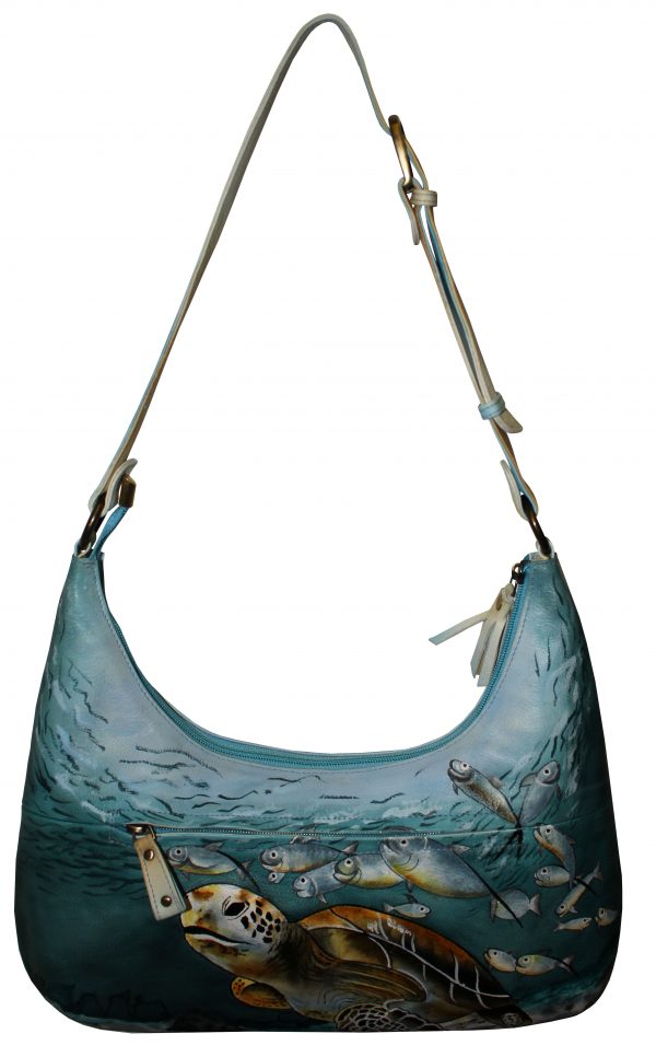 Turtle & Fish Hand Painted Shoulder Bag - Image 2