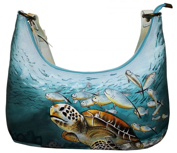 Turtle & Fish Hand Painted Shoulder Bag