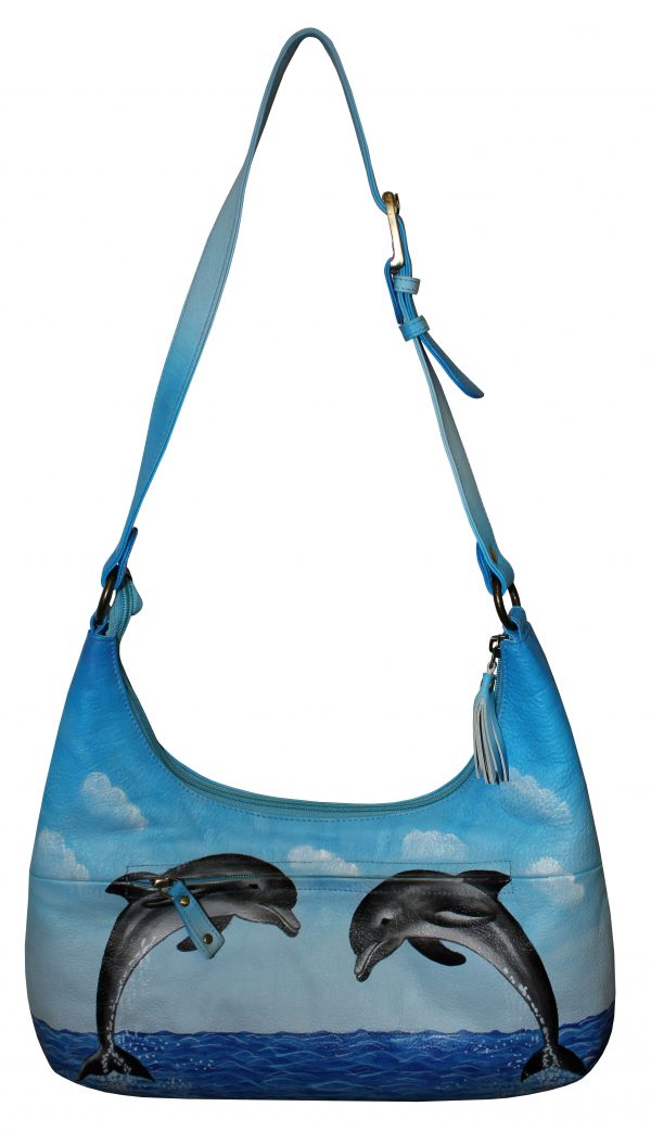 Two Dolphin Hand Painted Shoulder Bag - Image 2