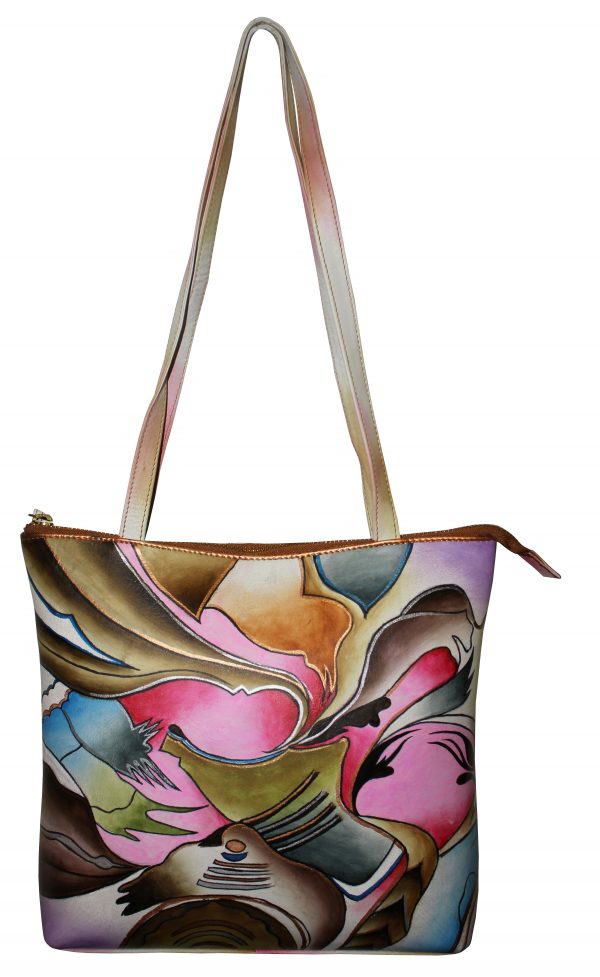 New Abstract Hand Painted Medium Hobo Hand Bag