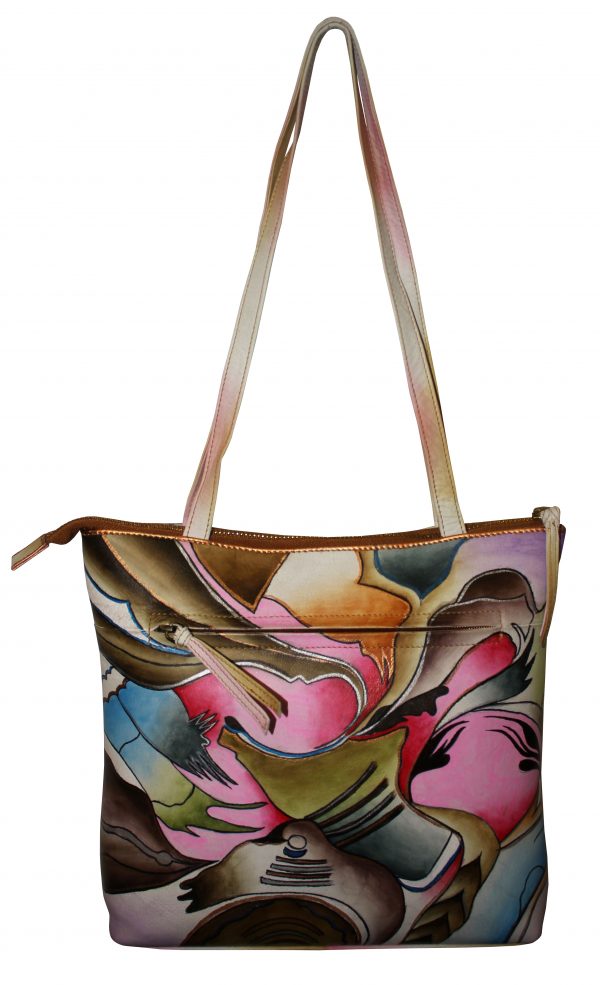 New Abstract Hand Painted Medium Hobo Hand Bag - Image 2