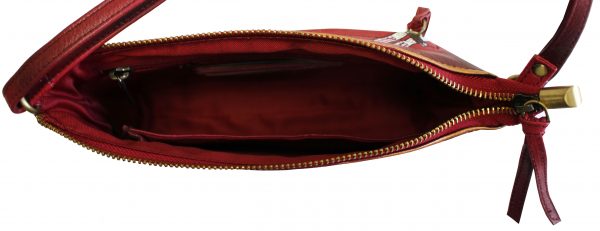 Burgundy Hand Painted Crosss-Body Shoulder Bag - Image 4