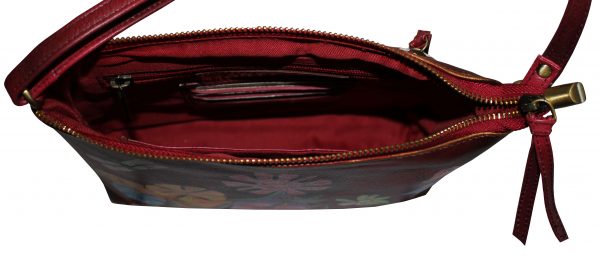 Burgundy Hand Painted Crosss-Body Shoulder Bag - Image 3