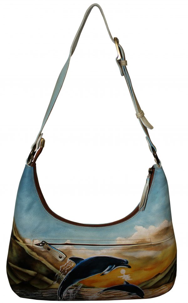 Evening Dolphin Hand Painted Shoulder Bag - Image 2