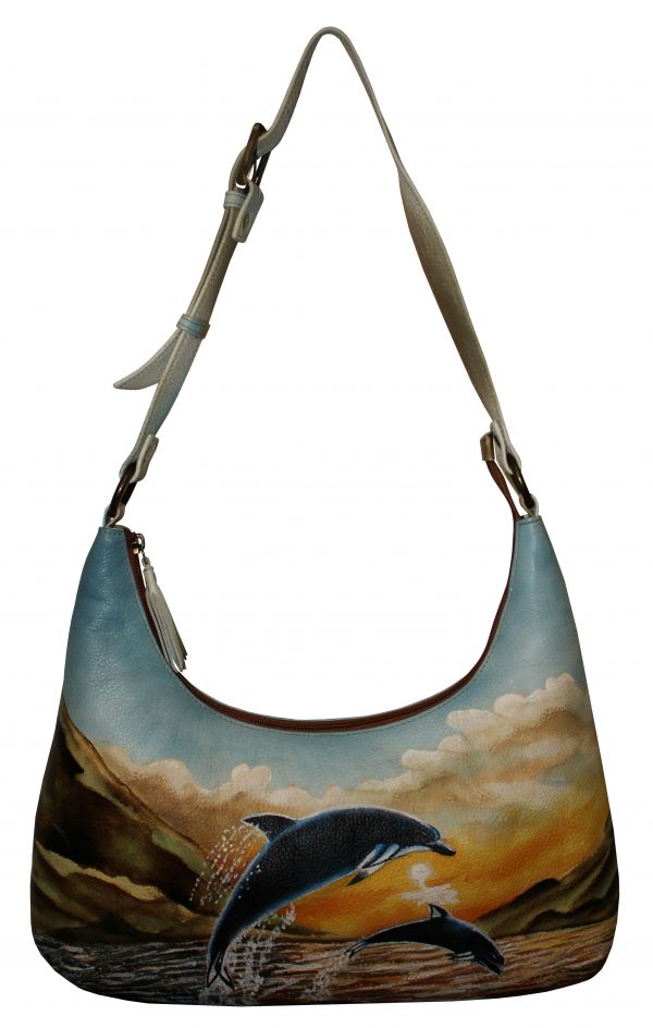 Evening Dolphin Hand Painted Shoulder Bag