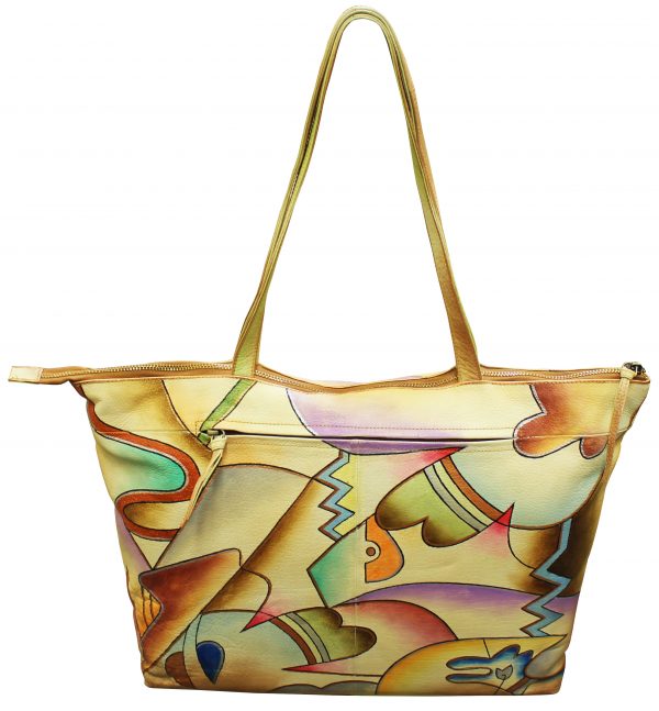 Canny Fantasy All Leather Hand Painted Tote Bag - Image 2