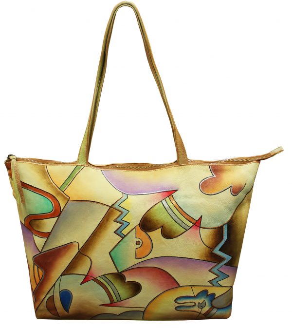 Canny Fantasy All Leather Hand Painted Tote Bag