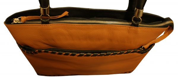 All Leather Black & Tan medium hobo shoulder bag - Image 3