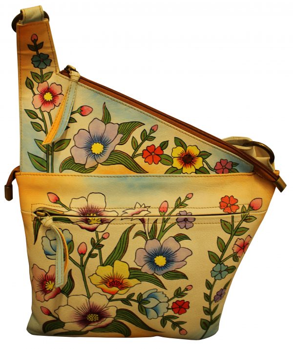 Flower all leather hand painted cross-body bag - Image 2