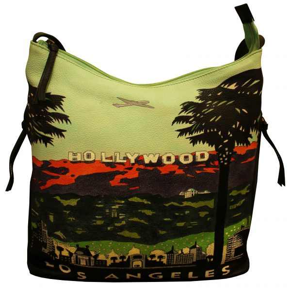 Hollywood all leather medium hand painted tote bag - Image 2