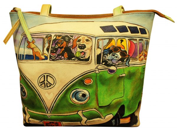 Van Dog&Cat medium hand painted shoulder bag