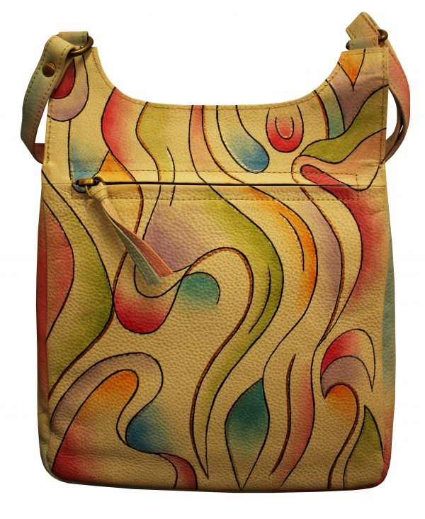 Abstract hand painted cross body mail bag - Image 2