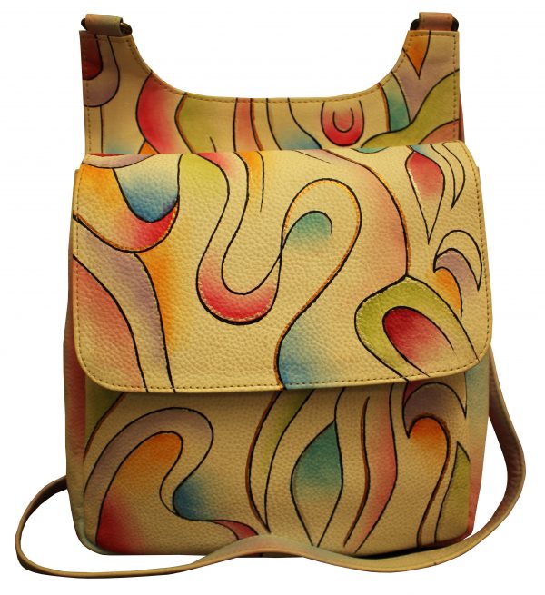 Abstract hand painted cross body mail bag