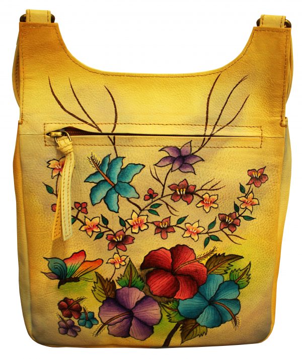 Flowers hand painted cross-body mail bag - Image 2