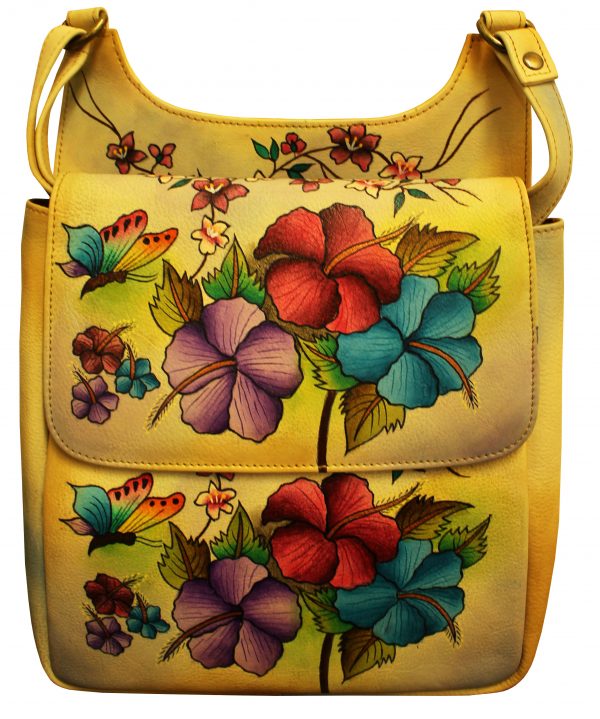 Flowers hand painted cross-body mail bag - Image 3