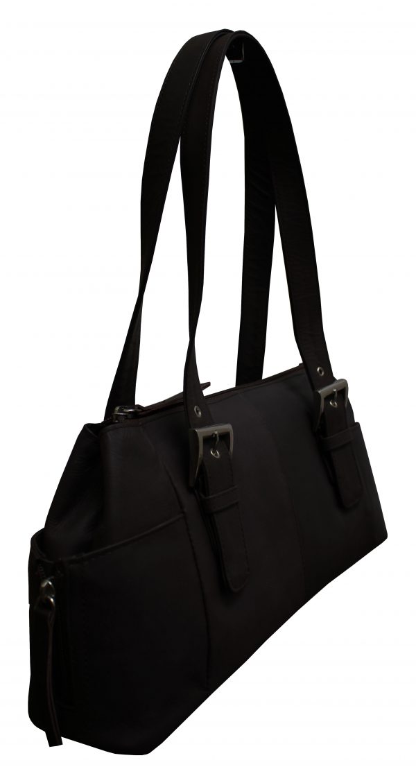 Leather satchel shoulder bag - Image 4